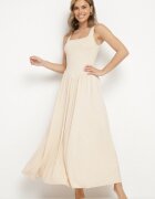 by swan Rochie Bej deschis cu Viscoză cu croi evazat cu decolteu pătrat Tilvia