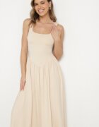 by swan Rochie Bej deschis cu Viscoză cu croi evazat cu decolteu pătrat Tilvia
