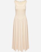 by swan Rochie Bej deschis cu Viscoză cu croi evazat cu decolteu pătrat Tilvia