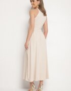 by swan Rochie bej deschis din bumbac evazată fără mâneci cu buzunare Efrinara