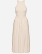 by swan Rochie bej deschis din bumbac evazată fără mâneci cu buzunare Efrinara