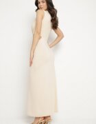by swan Rochie bej deschis din viscoză decorată cu decupaje și aplicație metalică Odivaria