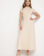 by swan Rochie bej deschisă cu croială cambrată cu mânecă scurtă Liravise