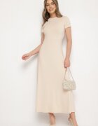 by swan Rochie bej deschisă cu croială cambrată cu mânecă scurtă Liravise