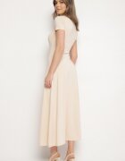 by swan Rochie bej deschisă cu croială cambrată cu mânecă scurtă Liravise