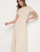 by swan Rochie bej deschisă cu croială cambrată cu mânecă scurtă Liravise