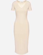 by swan Rochie bej deschisă mulată Bodycon cu decolteu în V Efricene