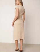 by swan Rochie Bej Midi cu Decolteu Pătrat Revinane