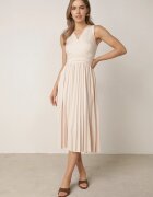 by swan Rochie Bej Midi Fără Mâneci cu Fustă Plisată Dreana