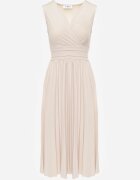 by swan Rochie Bej Midi Fără Mâneci cu Fustă Plisată Dreana