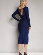 by swan Rochie bleumarin ajustată midi cu fir metalic și spate descoperit Niorve