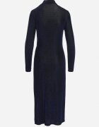 by swan Rochie Bleumarin Cambrată din Viscoză Ornată cu Drapaj și Fentă Laterală Lilindra