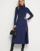 by swan Rochie Bleumarin cu guler semi-înalt cambrată cu șliț lateral Sailea