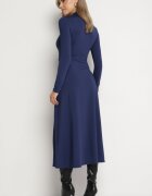 by swan Rochie Bleumarin cu guler semi-înalt cambrată cu șliț lateral Sailea
