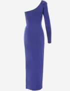 by swan Rochie bleumarin petrecută maxi pe un umăr cu drapaje Analaura