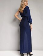 by swan Rochie bleumarin Strălucitoare Asimetrică Maxi cu Despicătură și Decolteu Petrecut Aknasa
