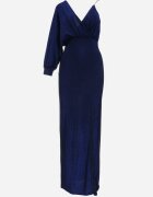 by swan Rochie bleumarin Strălucitoare Asimetrică Maxi cu Despicătură și Decolteu Petrecut Aknasa