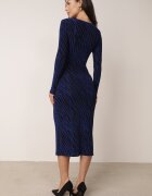 by swan Rochie Bleumarin Tip plic Midi cu Fir Metalic Biklla