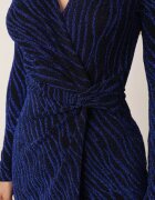by swan Rochie Bleumarin Tip plic Midi cu Fir Metalic Biklla
