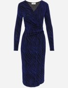by swan Rochie Bleumarin Tip plic Midi cu Fir Metalic Biklla