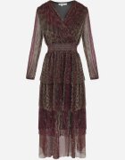 by swan Rochie Bordeaux Strălucitoare cu Volane și Elastic în Talie Limite