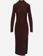 by swan Rochie Bordo Mulată cu Viscoză Decorată cu încrețituri și fantă laterală Lilindra