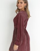 by swan Rochie Bordo Plisată cu Curea și Efect Metalic Nihie
