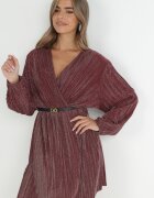 by swan Rochie Bordo Plisată cu Curea și Efect Metalic Nihie