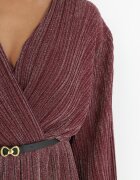 by swan Rochie Bordo Plisată cu Curea și Efect Metalic Nihie