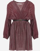 by swan Rochie Bordo Plisată cu Curea și Efect Metalic Nihie