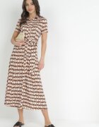 by swan Rochie cămașă Bej-Bordeaux Maxi cu curea de material Rainora