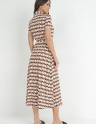by swan Rochie cămașă Bej-Bordeaux Maxi cu curea de material Rainora