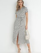 by swan Rochie cămașă Bej cu Negru Maxi cu curea din material Rainora