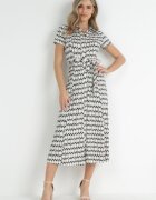 by swan Rochie cămașă Bej cu Negru Maxi cu curea din material Rainora