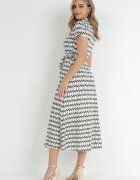 by swan Rochie cămașă Bej cu Negru Maxi cu curea din material Rainora