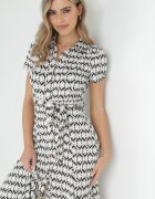 by swan Rochie cămașă Bej cu Negru Maxi cu curea din material Rainora