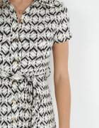 by swan Rochie cămașă Bej cu Negru Maxi cu curea din material Rainora