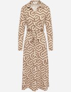 by swan Rochie cămașă Bej cu viscoză cu curea și motiv geometric Erislevia.