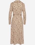by swan Rochie cămașă Bej cu viscoză cu curea și motiv geometric Erislevia.