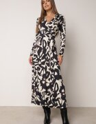 by swan Rochie-cămașă din vâscoză cu curea cu model abstract Galliana Neagră