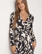 by swan Rochie-cămașă din vâscoză cu curea cu model abstract Galliana Neagră