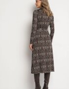 by swan Rochie Cămașă Maro-Bej Decorată cu Model Ornamental Mesilie