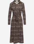 by swan Rochie Cămașă Maro-Bej Decorată cu Model Ornamental Mesilie
