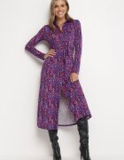 by swan Rochie Cămașă Maxi Violet-Albastră cu Cordon Legat Marlana