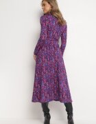 by swan Rochie Cămașă Maxi Violet-Albastră cu Cordon Legat Marlana