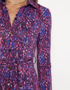 by swan Rochie Cămașă Maxi Violet-Albastră cu Cordon Legat Marlana