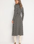 by swan Rochie cămașă midi Negru-Albă cu model geometric și cordon Anelfi