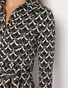 by swan Rochie cămașă midi Negru-Albă cu model geometric și cordon Anelfi