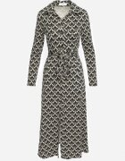 by swan Rochie cămașă midi Negru-Albă cu model geometric și cordon Anelfi
