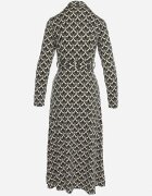 by swan Rochie cămașă midi Negru-Albă cu model geometric și cordon Anelfi